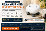 Electric Scalp Massager with 4D Deep Kneading | USB Rechargeable | Stress Relief & Hair Scalp Care